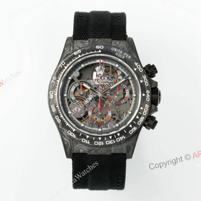 Swiss Grade Clone DiW Rolex Montoya Daytona Skeleton Dial Black Carbon Fiber Cal.4130 